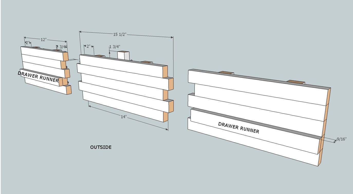 Drawer components outside